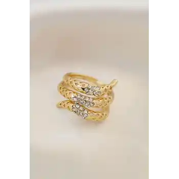 Ayarlamalı Altın Renk Metal Zirkon Taşlı Yüzük
