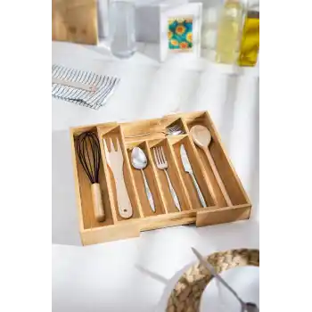 Bambu Ayarlanabilir Çekmece içi Kaşıklık & Çekmece İçi Organizer  (25*35*5 / 39*35*5)