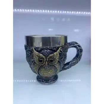 Baykuş Çelik Kupa Bardak Kod 6931