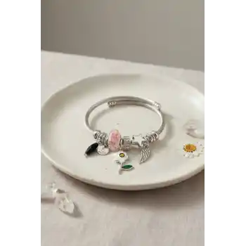 Beyaz Çiçek Charmlı Bileklik