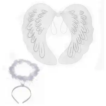 Beyaz Dantel Tüllü Peri Kanadı ve Peri Tacı Seti 45x40 cm