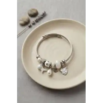 Beyaz Dino Charmlı Bileklik