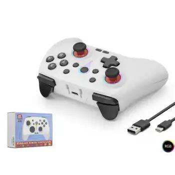 Bluetooth Gamepad Pc Ios Android Switch Ps3 Ps4 Uyumlu Rgb - Beyaz ND505W