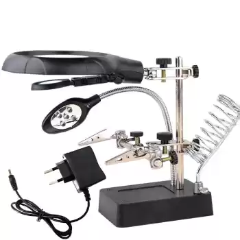 BÜYÜTEÇ MG-16129C MASA ÜSTÜ HAVYA SEHPASI PİLLİ+ADAPTÖRLÜ (4.2V-500MA) (5069)