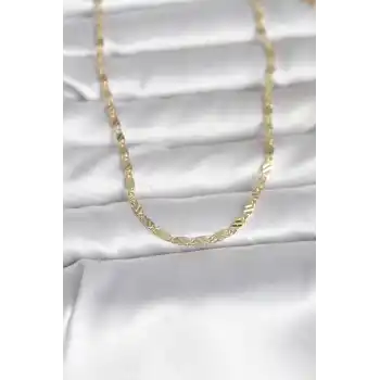 CM 14K Gold Renk Çizgi Lazer Model 60 cm Kadın Kolye