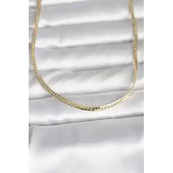 CM 14K Gold Renk Yassı Zincir Model 45 cm Kadın Kolye