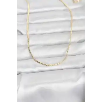 CM 14K Gold Renk Yassı Zincir Model 60 cm Kadın Kolye
