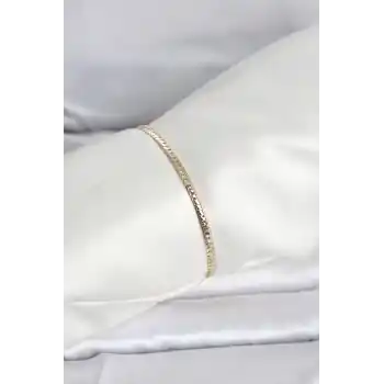 CM 14K Gold Renk Yassı Zincir Model Kadın Bileklik