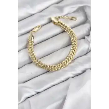 CM Kalın Singapur Model Gold Renk Pirinç Kadın Bileklik