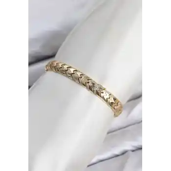 CM Kalın Yılan Model Zirkon Taşlı VIP Seri Gold Renk Pirinç Kadın Bileklik
