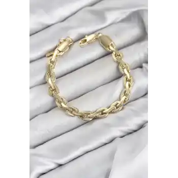 CM Kalın Zincir Model Gold Renk Pirinç Kadın Bileklik