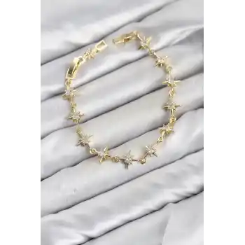 CM Kutup Yıldızı Model Gold Renk Zirkon Taşlı Kadın Bileklik