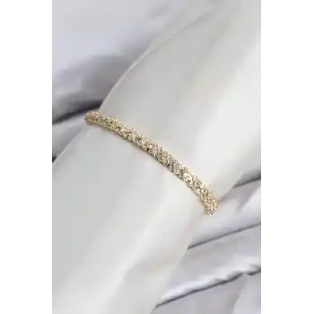CM Model Zirkon Taşlı VIP Seri Gold Renk Pirinç Kadın Bileklik
