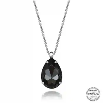 Crystal Taşlı Top Zincir Damla Gümüş Kadın Kolye