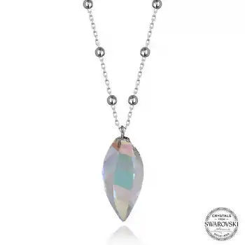 Crystal Taşlı Top Zincir Gümüş Kadın Kolye