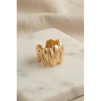 Damla Dilimli Gövde Gold Renk Bohem Yüzük