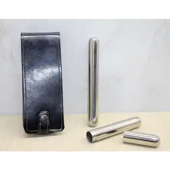 Deri Kılıflı İkili Paslanmaz Çelik Puro Tüpü Alk3890