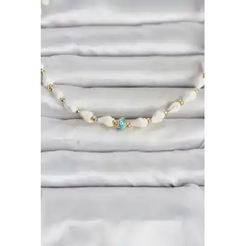 Doğal Deniz Kabuğu Dizili Nazar Model Kolye