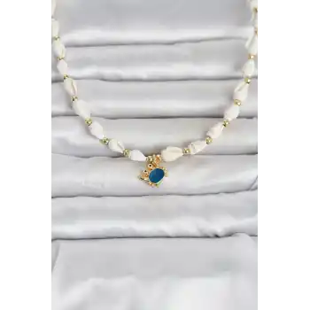 Doğal Deniz Kabuğu Dizili Yengeç Model Kolye