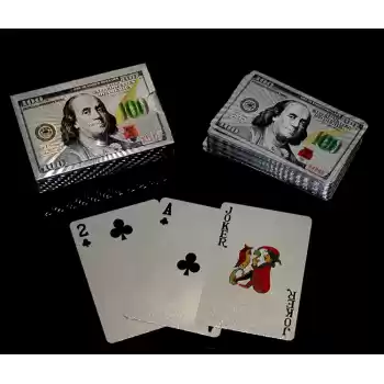 Dolar Tasarımlı Gümüş İskambil Oyun Kartı Alk2810