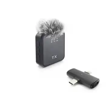 F15 Type-C + Lightning Kablosuz Yaka Mikrofonu - Siyah