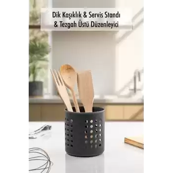 Füme Silindir Dik Kaşıklık &  Tezgah Üstü Düzenleyici & Servis Standı
