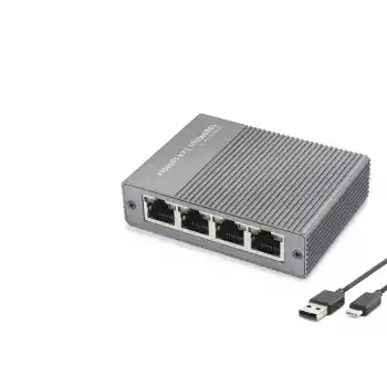 Gigabit Ethernet Switch 5 Port Type C Güç Girişli Gri HDX1414