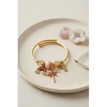 Gökkuşağı ve Pembe Palmiye Charmlı Bileklik