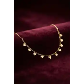 Gold Pirinç Kalp Model Kadın Kolye