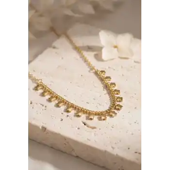 Gold Pirinç Yonca Model Kadın Kolye