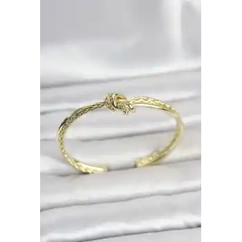 Gold Renk Düğüm Model Pirinç Kadın Bileklik