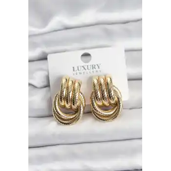 Gold Renk Halka Modelli Pirinç Kadın Küpe