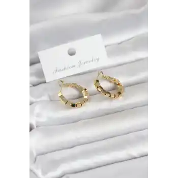 Gold Renk Kare Halka Model Kadın Küpe