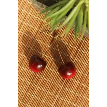 Gold Renk Kiraz Model Kadın Küpe