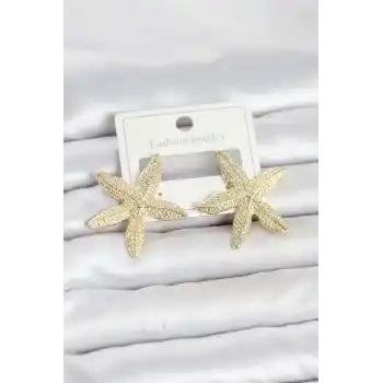 Gold Renk Pirinç Deniz Yıldızı Model Kadın Küpe