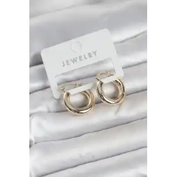 Gold Renk Pirinç Halka 20 mm Kadın Küpe