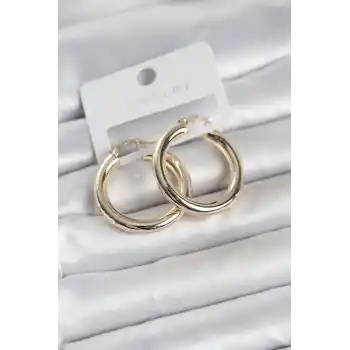 Gold Renk Pirinç Halka 30 mm Kadın Küpe