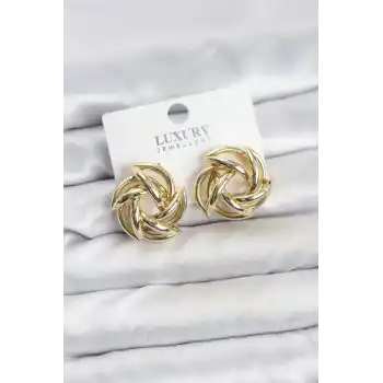 Gold Renk Pirinç Keskin Sarmal Model Kadın Küpe