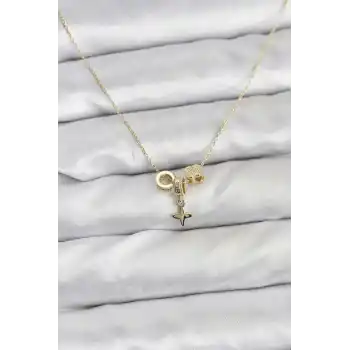 Gold Renk Pirinç Minimal Charmlı Kadın Kolye