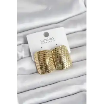 Gold Renk Pirinç Vintage Esintili Statement Küpe
