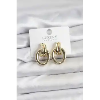 Gold Renk Pirinç Vintage Kadın Küpe