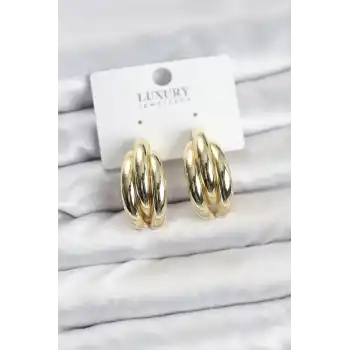 Gold Renk Pirinç Yarım Halka Model Kadın Küpe