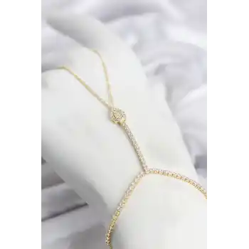 Gold Renk Pirinç Zirkon Taşlı Damla Model Şahmeran