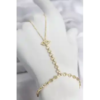 Gold Renk Pirinç Zirkon Taşlı Göz Model Şahmeran
