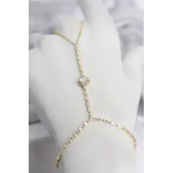 Gold Renk Pirinç Zirkon Taşlı Kalp Model Şahmeran