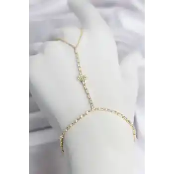 Gold Renk Pirinç Zirkon Taşlı Yıldız Model Şahmeran