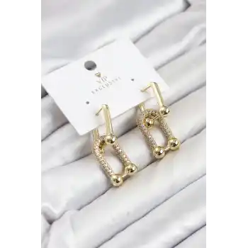 Gold Renk VIP Seri Tifani Zirkon Taşlı Kadın Küpe