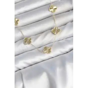 Gold Renk Yonca Model VIP Seri Kadın Kolye