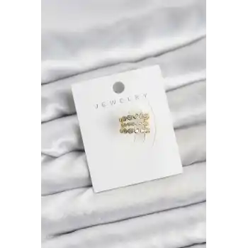 Gold Renk Zirkon Taşlı Pirinç Kıkırdak Earcuff Küpe