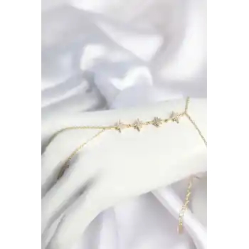 Gold Renk Zirkon Taşlı Sıralı Kutup Yıldızı Model Şahmeran